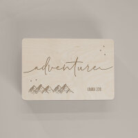 Erinnerungsbox aus Holz "Adventure" personalisiert S (30x20x14 cm) ohne Griff Berge