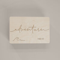 Erinnerungsbox aus Holz "Adventure" personalisiert L (40x30x23 cm) mit Griff Wellen