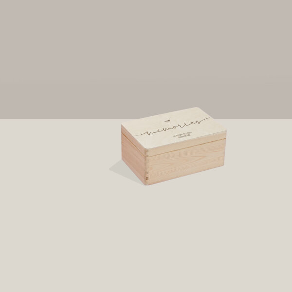 Memory box "Carlson - memories" wood personalized paper airplane S (30x20x14 cm) without handles
