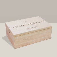 Erinnerungsbox aus Holz "Memories" personalisiert Herz XL (60x40x23 cm) mit Griff