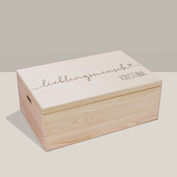 Erinnerungsbox aus Holz "Lieblingsmensch" personalisiert XL (60x40x23 cm) mit Griff