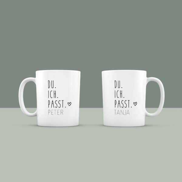 Personalized mugs set of 2 "You.Me.Fits." for couples and friends