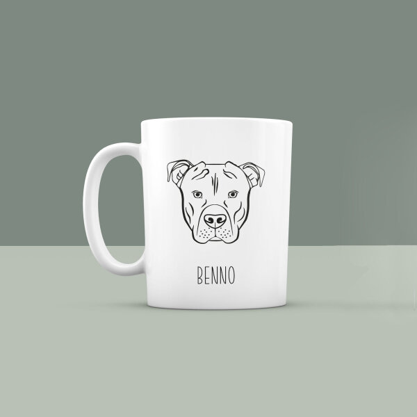 Ceramic Mug Personalised with Staffordshire Bull Terrier Motif