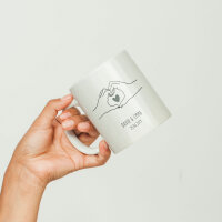 Personalisierte Tasse Keramik "Herzhände" für Partner