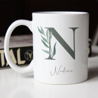 Personalized mug "Floral letter" for partner