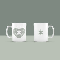 Personalisierte Tassen Keramik 2er Set "Puzzle" für Paare
