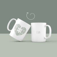 Personalized mugs set of 2 "puzzle" for couples