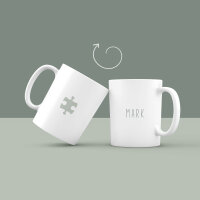 Personalized mugs set of 2 "puzzle" for couples