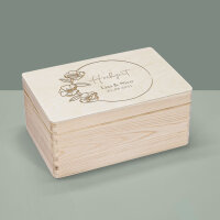 Memory box wood personalized "Carlson - wedding flowers in circle"