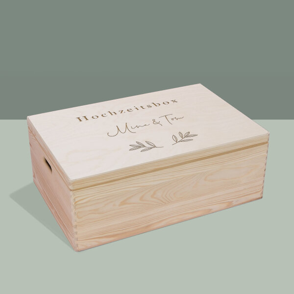 Memory box wood personalized "Carlson - Wedding Branches" XL (60x40x23 cm) with handles