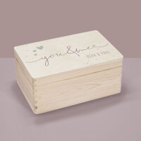 Erinnerungsbox aus Holz "You & me" personalisiert Aquarell