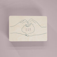 Memory box wooden "heart hands" personalized...