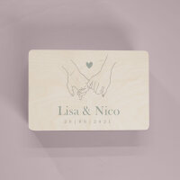 Memory box wooden "Hand in Hand - Heart" personalized watercolor