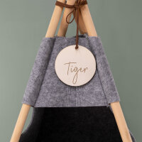 Personalised Felt and Wood Tipi Cat Tent with Name Schrift 3